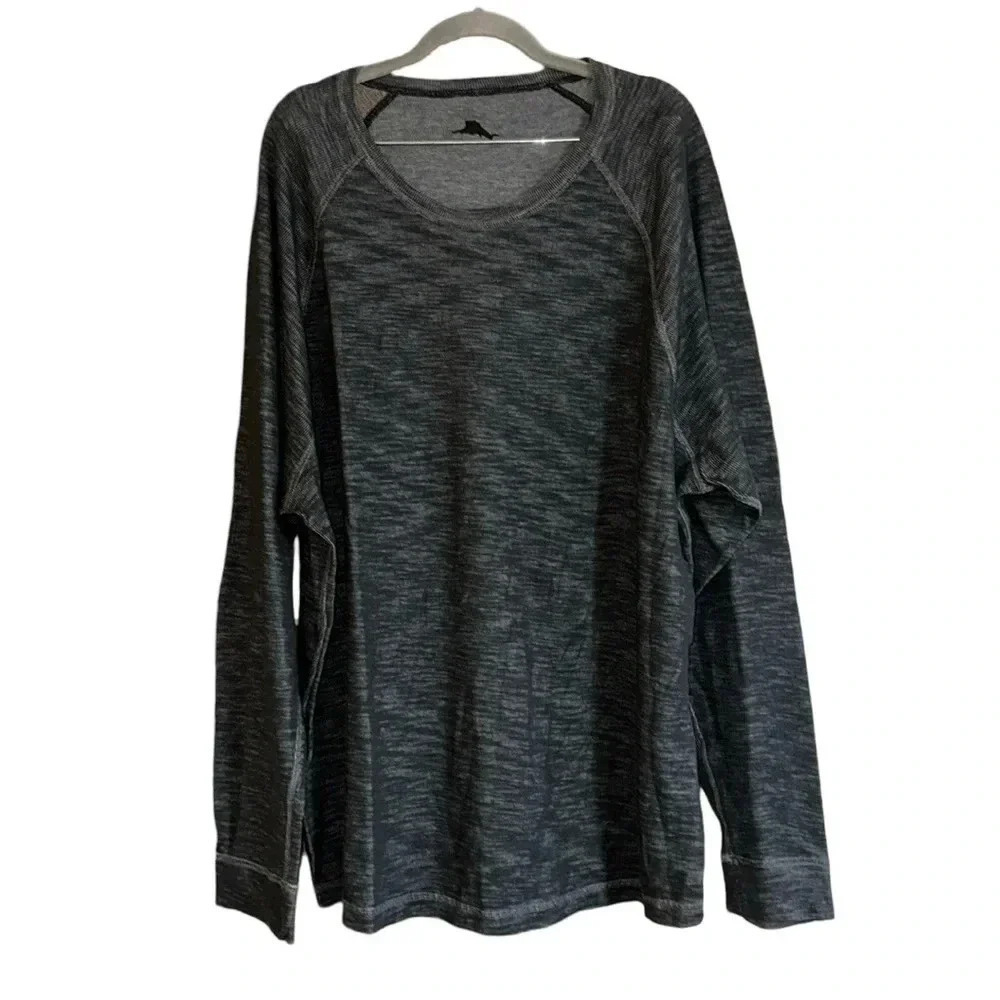 Tommy Bahama Gray Heathered Long Sleeve Crew Neck Shirt Size XL